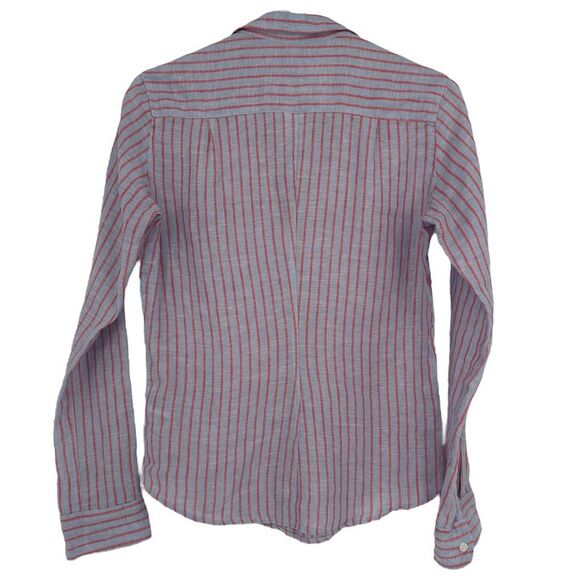 Frank & Eileen Barry Linen Chambray Stripe Button Down Shirt Size X-Small XS - Picture 3 of 7